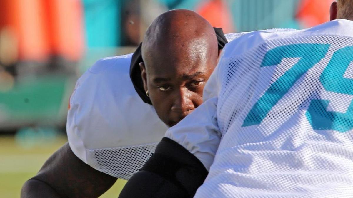 Miami Dolphins tackle Laremy Tunsil during training camp. He has had an inconsistent season.