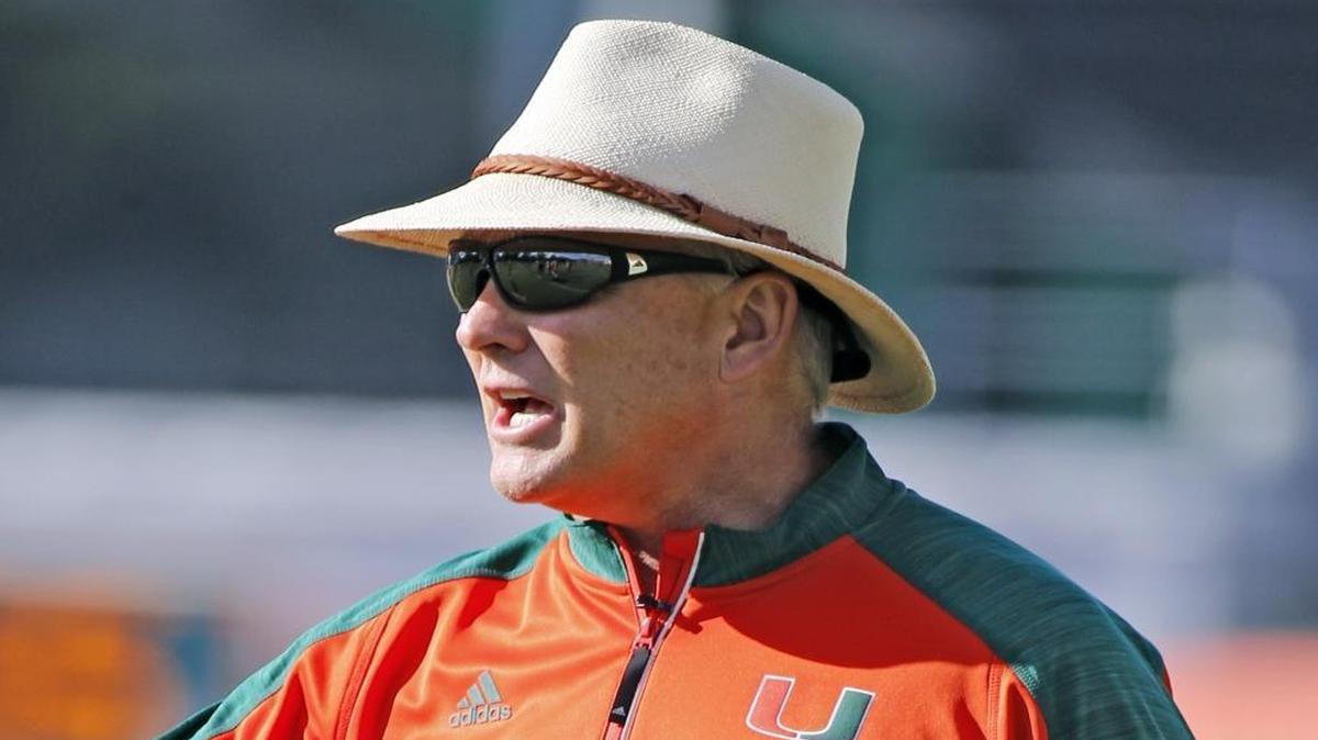 Head coach Mark Richt during University of Mami spring practice on Tues., March 21, 2017.