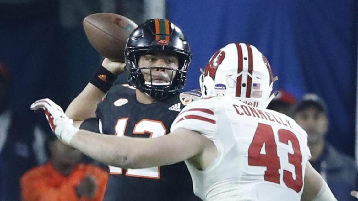 Miami Hurricanes quarterback Malik Rosier (12) sets up to pass in the Dec. 30 Orange Bowl against Wisconsin. Rosier says there will be changes to UM’s offense.