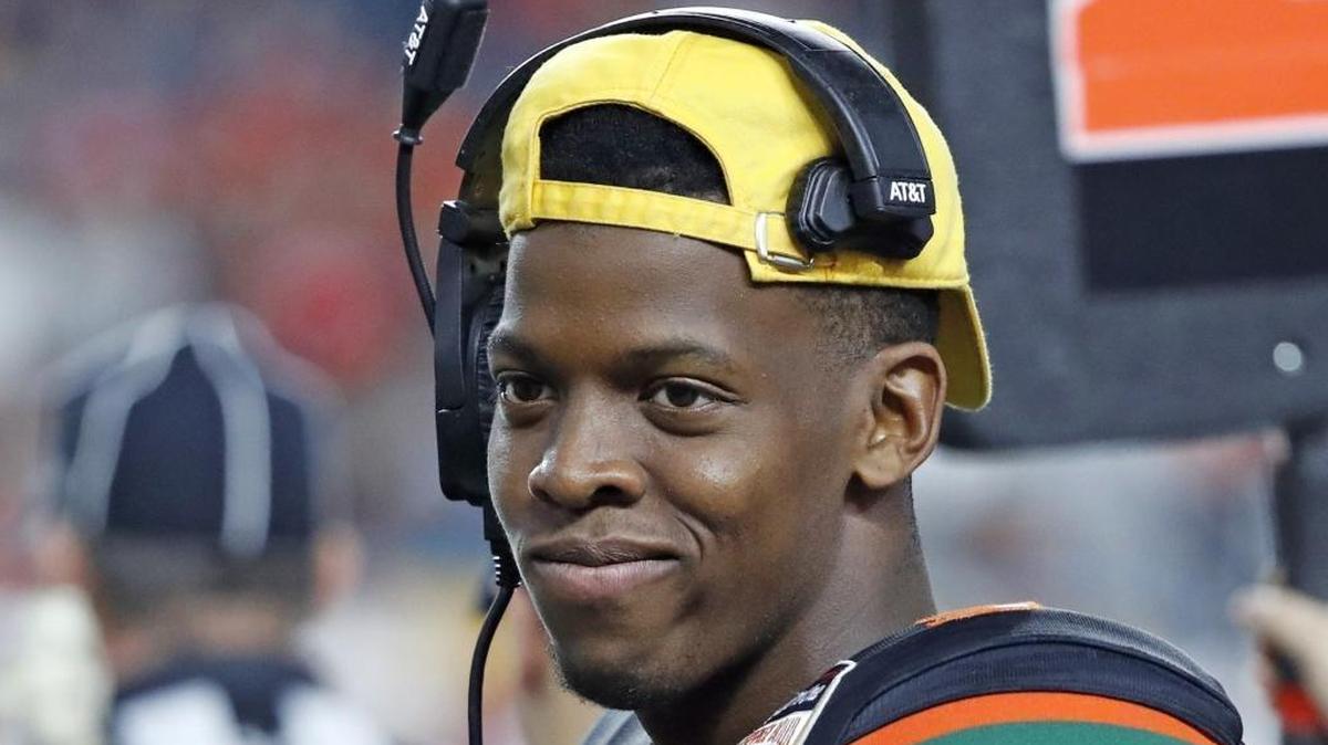 Miami Hurricanes quarterback N'Kosi Perry (5), seen here on the sidelines during the Dec. 30 Orange Bowl game, has improved in his second year on campus.