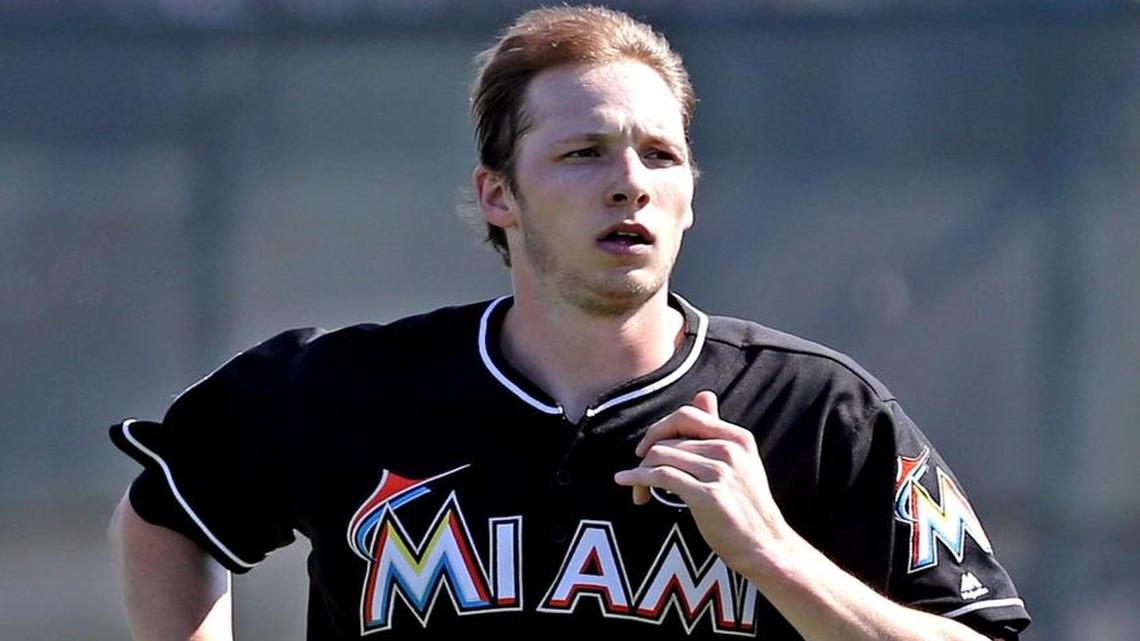 Miami Marlins pitcher Adam Conley during training at the Marlins facility in Jupiter, Florida, Feb. 15, 2107.