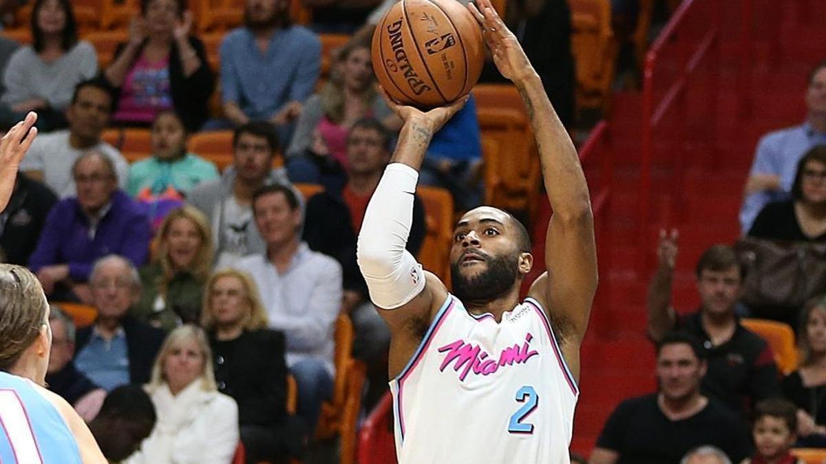 Heat guard Wayne Ellington, hitting a three-pointer in a game last week, will be a free agent this offseason. He’s fourth in the NBA in three-pointers.