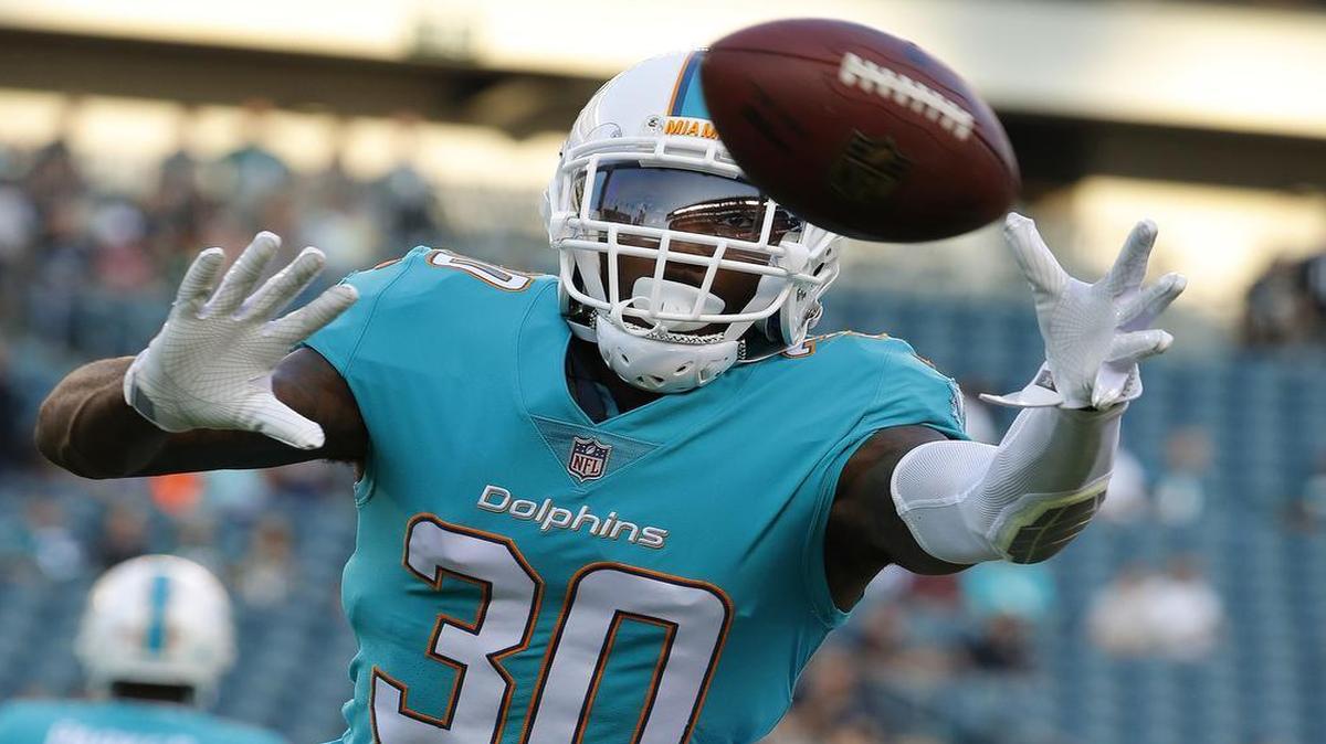 Mami Dolphins cornerback Cordrea Tankersley before an NFL preseason football game against the Philadelphia Eagles at Lincoln Financial Field in Philadelphia, Thurs., Aug. 24, 2017.
