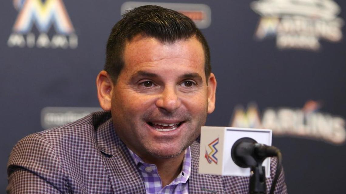 Miami Marlins president David Samson talks during end-of-year press conference at Marlins Park on Wed., Oct. 5, 2016 in Miami.