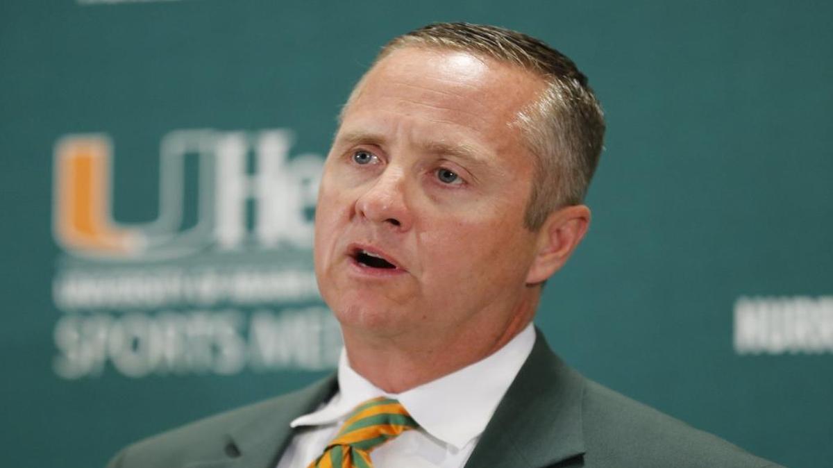 Blake James, Director of Athletics, speaks to the media at the University of Miami on Monday, Aug. 8, 2016.