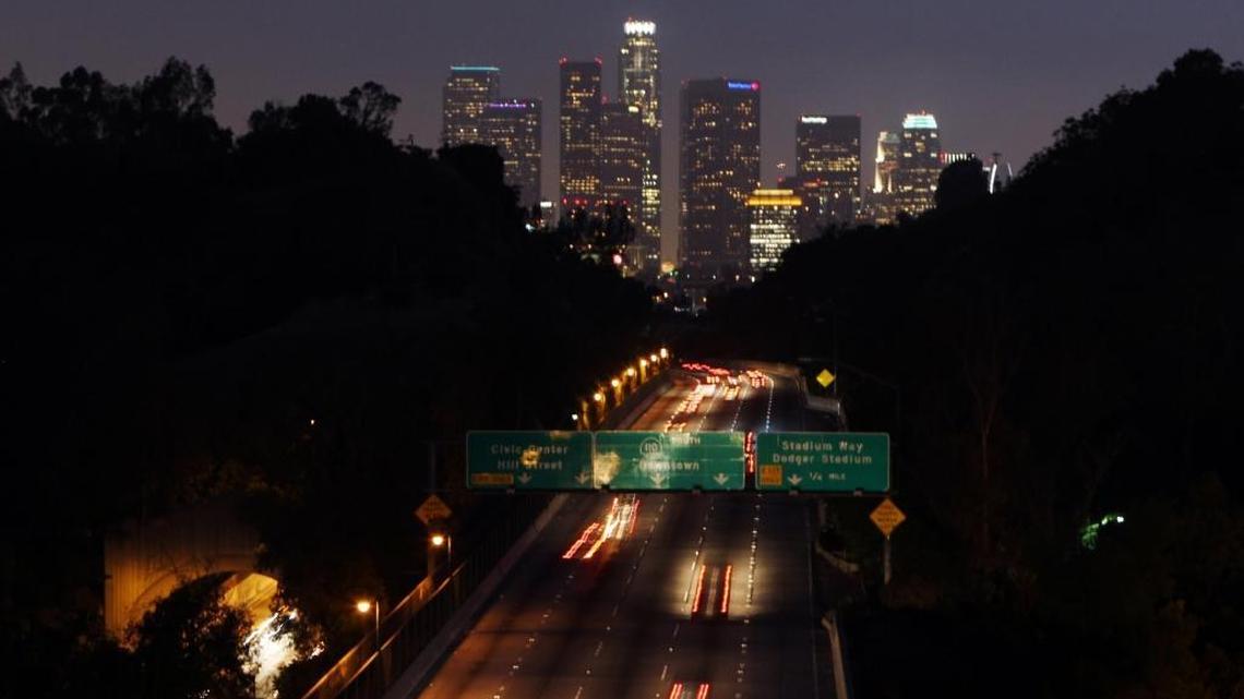 Traffic flows along the Pasadena Freeway, Friday, May 14, 2010, in Los Angeles. Opened in 1940, the curvy route offering views of mountains, parks and the downtown skyline is the oldest freeway in the West. (AP Photo/ Kim Johnson Flodin)