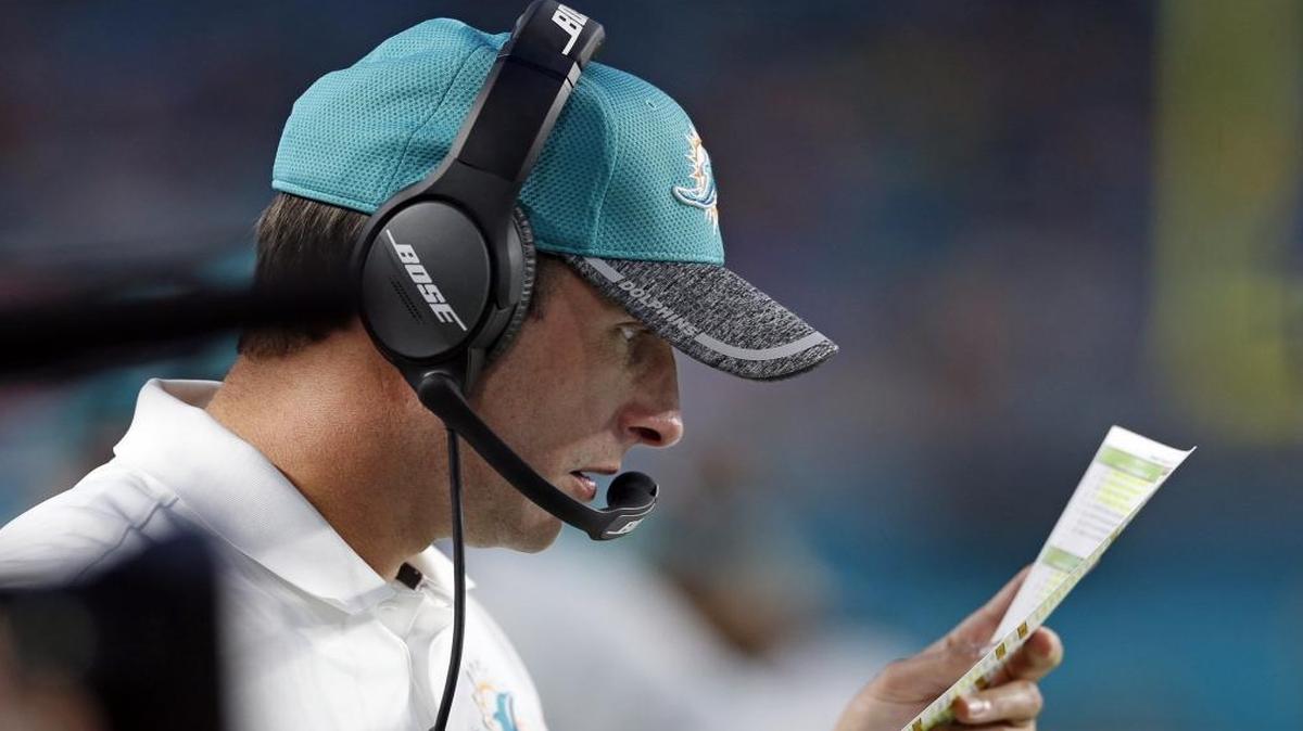 Miami Dolphins head coach Adam Gase coaches from the sidelines in the second quarter as the Miami Dolphins host the Tennessee Titans at Hard Rock Stadium on Thurs., Sept. 1, 2016.
