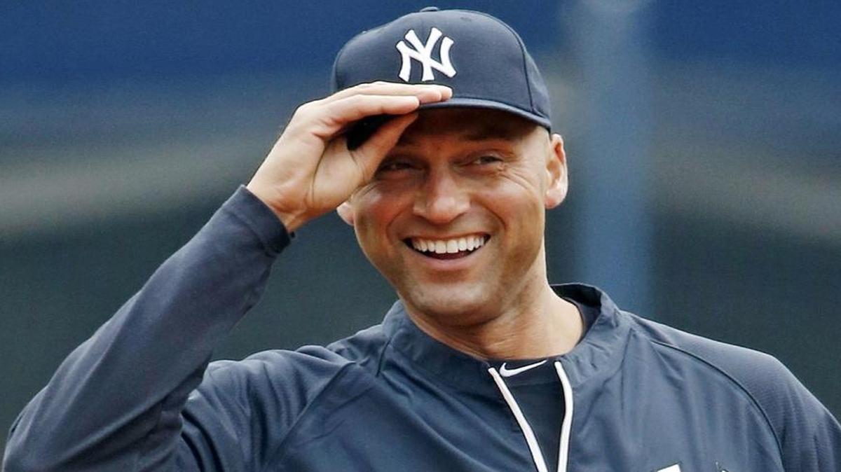 New York Yankees shortstop Derek Jeter (2) adjusts his cap before the home opener baseball game against the Baltimore Orioles at Yankee Stadium in New York on April 7, 2014.