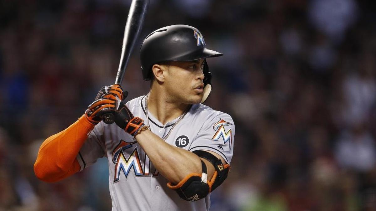 Miami Marlins slugger Giancarlo Stanton is on the trading block as the team’s new owners attempt to slash payroll.