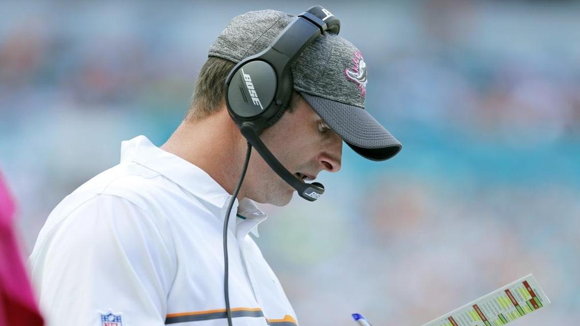 Miami Dolphins head coach Adam Gase stands on the sidelines as the Miami Dolphins host the Tennessee Titans at Hard Rock Stadium on Sun., Oct. 9, 2016.