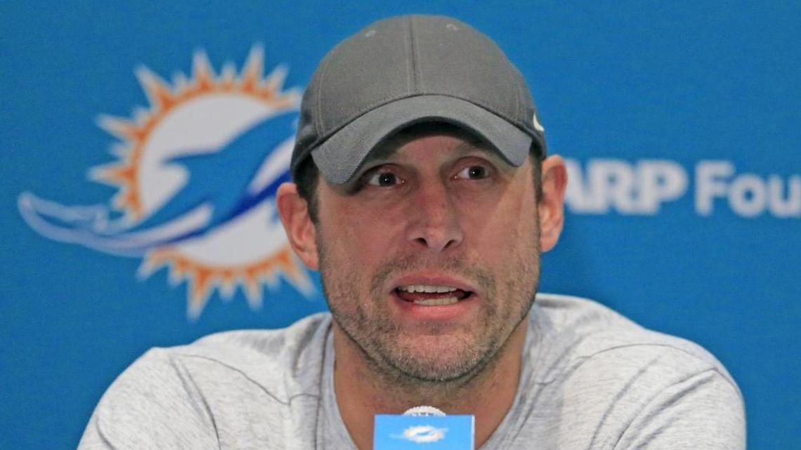 Dolphins coach Adam Gase talks to the media after the season. Gase and Dolphins executives are changing the locker-room, with better leadership among the goals.