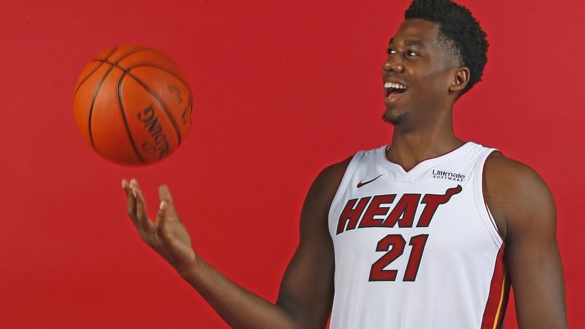 Miami Heat center Hassan Whiteside poses for the picture during the Media Day for the 2017-18 NBA season at AmericanAirlines Arena in Miami on Monday, September 25, 2016.