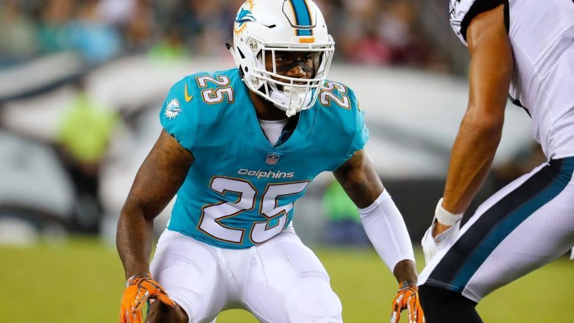 Miami Dolphins cornerback Xavien Howard during an NFL preseason football game against the Philadelphia Eagles at Lincoln Financial Field in Philadelphia, Thursday, Aug. 24, 2017. (Winslow Townson/AP Images for Panini)