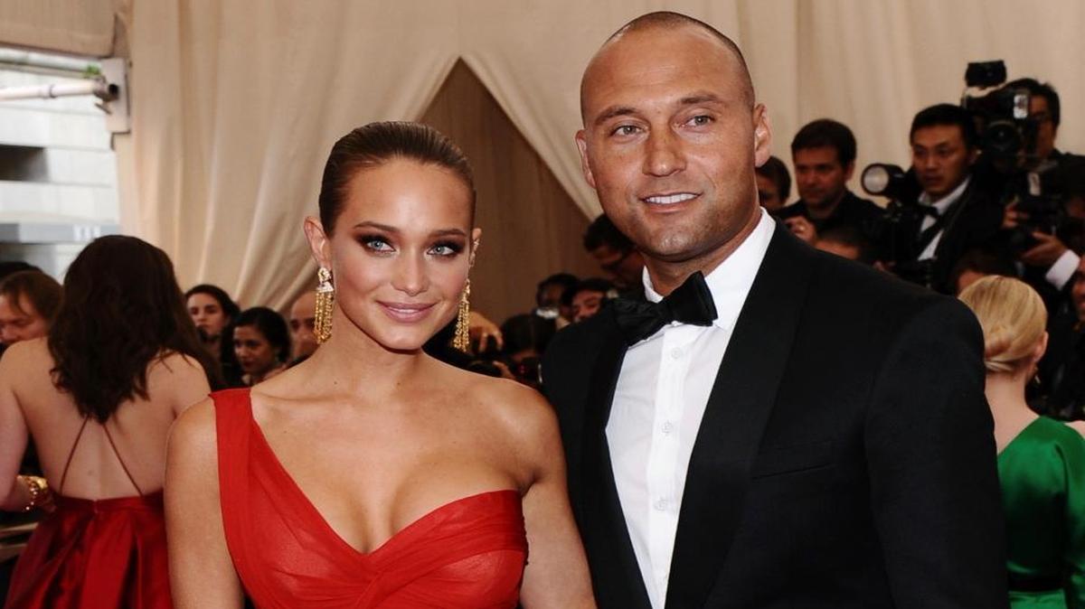 Derek Jeter, right, and Hannah Davis arrive at The Metropolitan Museum of Art's Costume Institute benefit gala celebrating "China: Through the Looking Glass" in New York. Hannah Jeter announced on Mon., Feb. 13, 2017, that the couple is expecting their first child together.