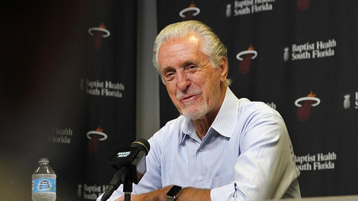 Miami Heat president Pat Riley acquired Dwyane Wade and Luke Babbitt before Thursday’s game.