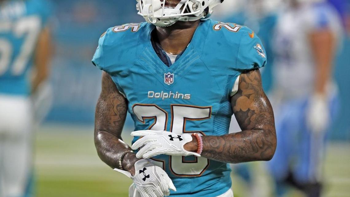 Miami Dolphins cornerback Xavien Howard (25) walks off the field in the second quarter as the Miami Dolphins host the Tennessee Titans at Hard Rock Stadium on Thursday, September 1, 2016.
