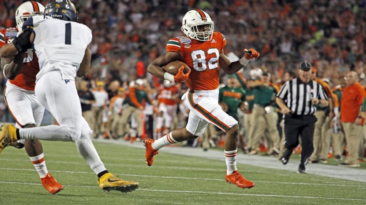 The four additions at wide receiver join returning several players: Ahmmon Richards (a freshman phenom last season/pictured), Braxton Berrios, Dayall Harris, Dionte Mullins, Lawrence Cager and Darrell Langham.