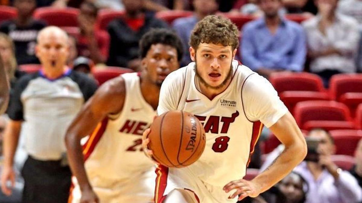 Miami Heat guard Tyler Johnson (8) steals the ball during the Oct. 30 Minnesota game.