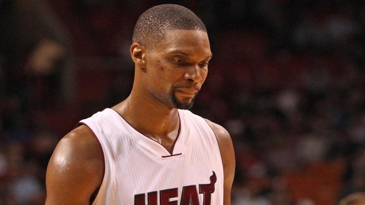 Chris Bosh, of the Miami Heat visibly not happy with the game in the fourth quarter during the game Miami Heat vs New York Knicks on Wed., Jan. 6, 2016 at the AmericanAirlines Arena.