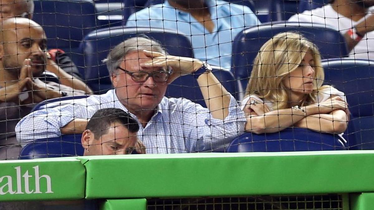 Miami Marlins owner Jeffrey Loria and president David Samson, during the Miami Marlins vs St. Louis Cardinals, game at Marlins Park in Little Havana in Miami on Sat., July 30, 2016.
