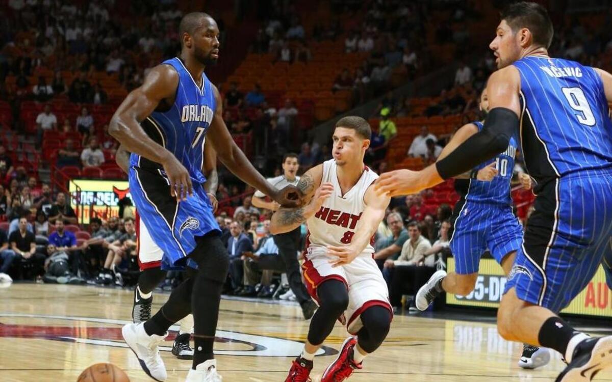 Trading for Magic forward Serge Ibaka, left, would make good financial sense for the Heat rather than signing him on the open market.