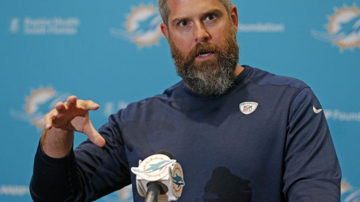 Matt Burke, Miami Dolphins defensive coordinator, speaks to the media at the Dolphins Training Facility in Davie on Wednesday, June 7, 2017.