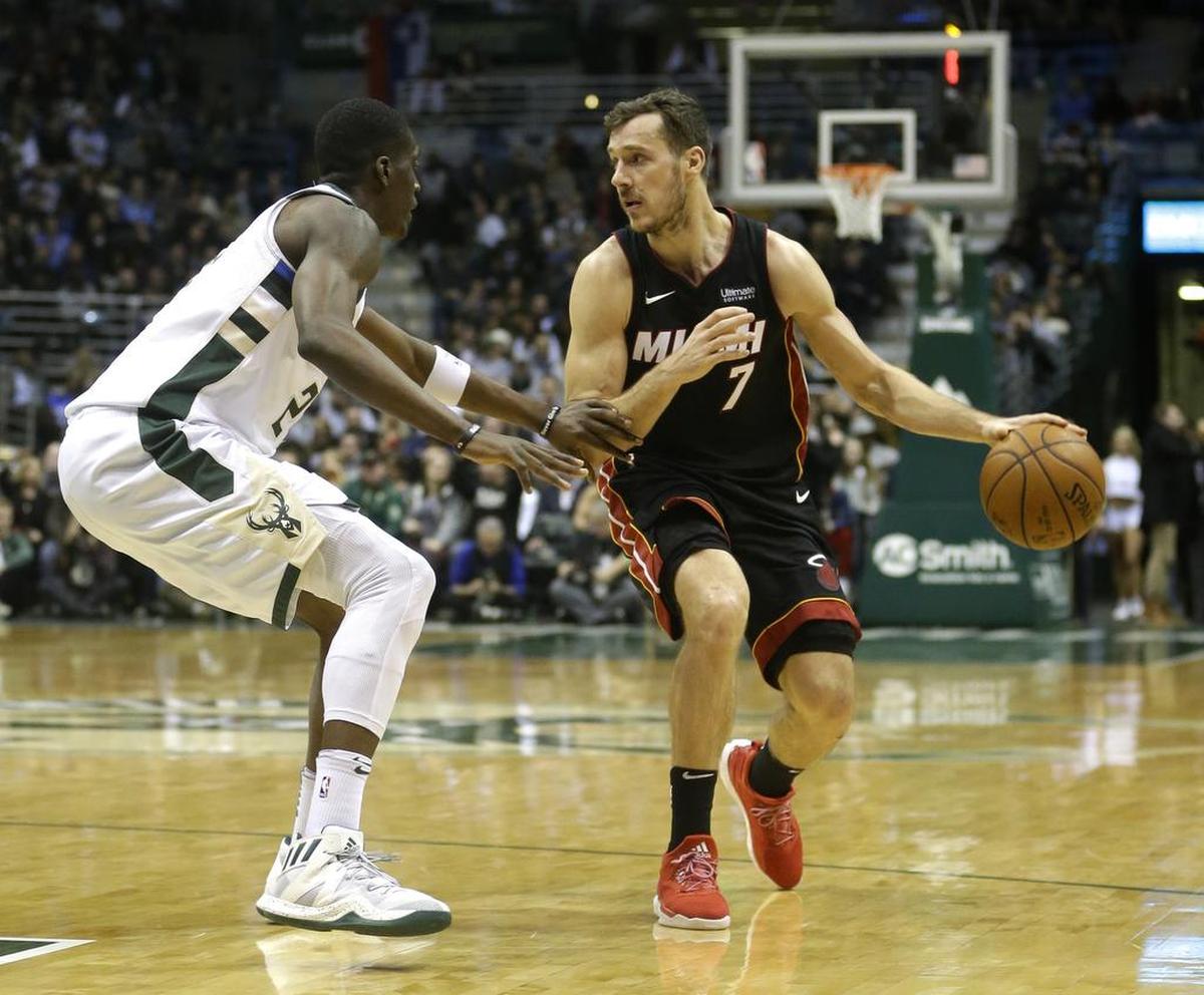 The Miami Heat’s Goran Dragic, right has a shot at being an all-star this year.