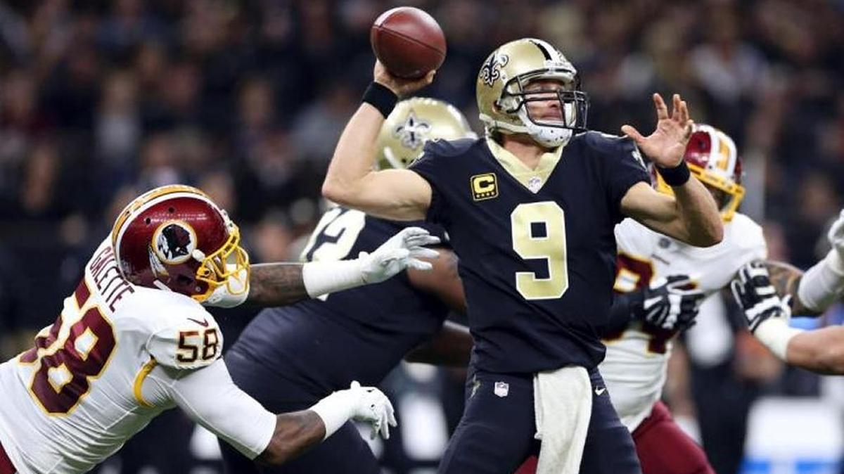 The Saints’ Drew Brees, in action Sunday vs. Washington has supplanted Alex Smith as Tom Brady’s biggest current challenger in Herald’s NFL quarterback rankings.