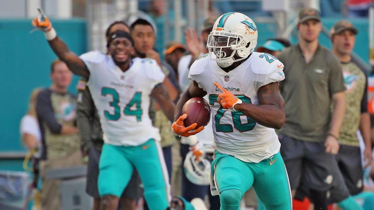 The Miami Dolphins’ Damien Williams runs for a large gain against the Tampa Bay Buccaneers at Hard Rock Stadium last week. Up next for Miami on Sunday: New England.