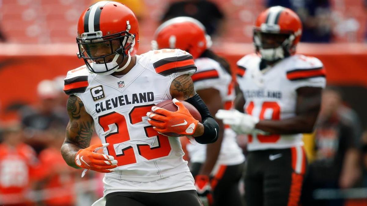 Cleveland Browns cornerback Joe Haden practices before a 2016 game against the Baltimore Ravens in Cleveland. Haden was released by the Browns on Wednesday.