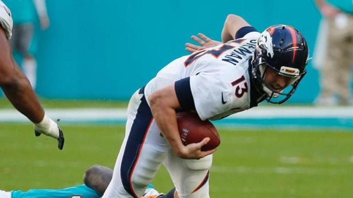 Broncos QB Trevor Siemian, being sacked Sunday by Dolphins’ Jordan Phillips, produced Week 13’s worst performance, according to Herald’s latest NFL quarterback rankings.