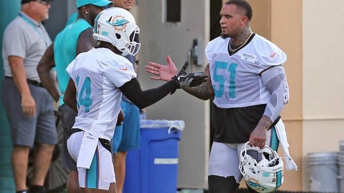 Receiver Jarvis Landry, left, and center Mike Pouncey are two of the recently departed Dolphins in the midst of a tough offseason that has seen Miami lose much of its proven star power.