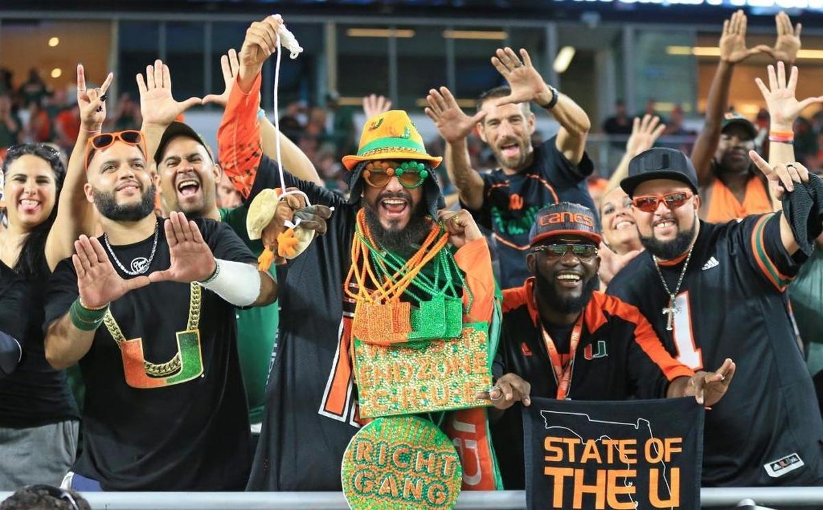 UM fans show their support as the University of Miami hosts Virginia Tech Hokies at Hard Rock Stadium on Sat., Nov. 4, 2017.