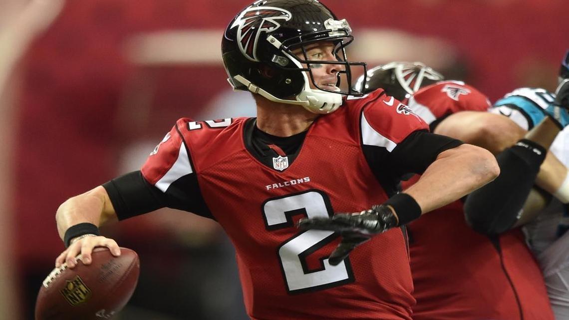 Atlanta Falcons quarterback Matt Ryan throws against the Carolina Panthers on Sun., Oct. 2, 2016 at the Georgia Dome in Atlanta.