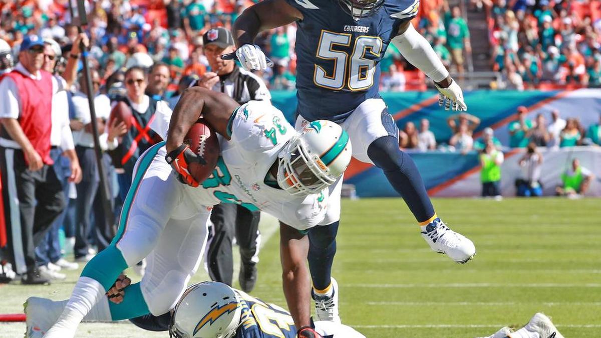 Damien Williams and the Dolphins defeated the San Diego Chargers 37-0 last season at Sun Life Stadium. Can they win Sunday in San Diego?