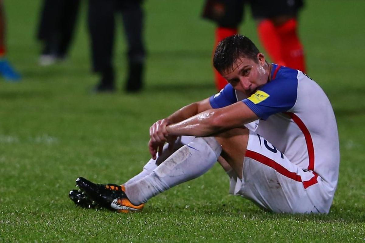 Matt Besler of the United States men’s national team reacts as the USA lose to Trinidad and Tobago 2-1 during the FIFA World Cup Qualifier match between Trinidad and Tobago at the Ato Boldon Stadium on October 10, 2017 in Couva, Trinidad And Tobago.