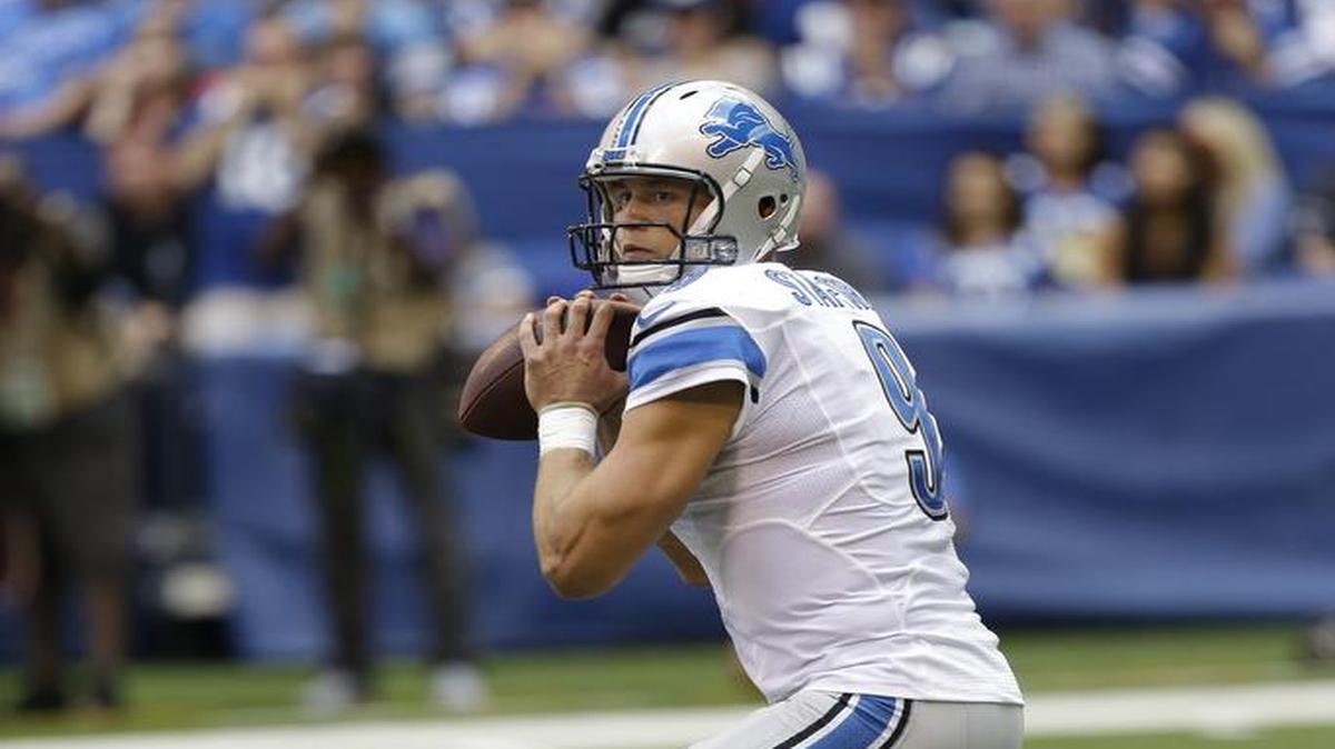Detroit Lions quarterback Matthew Stafford (9) in action during an NFL football game between the Indianapolis Colts and the Detroit Lions in Indianapolis, Sunday, Sept. 11, 2016.