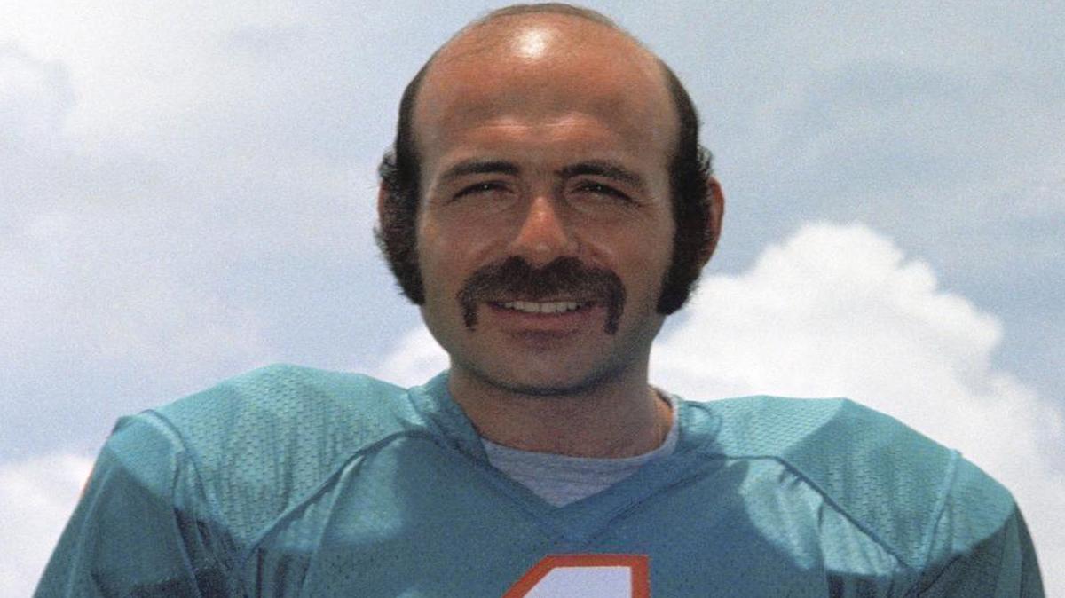 
In this 1972 file photo, Miami Dolphins kicker Garo Yepremian poses for a photo in Miami. Yepremian, the former NFL kicker who helped the Dolphins win consecutive NFL championships but is best remembered for a Super Bowl blooper, died Friday, May 15, 2015, of cancer. He was 70. 
