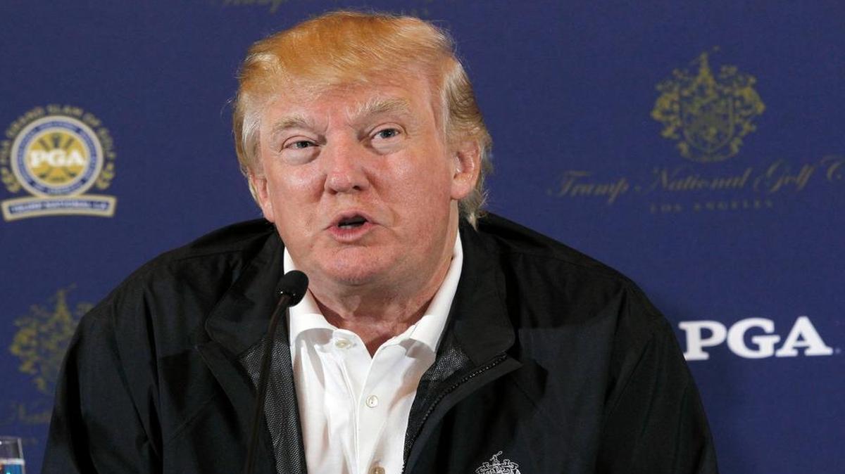 Donald Trump speaks during a news conference in Rancho Palos Verdes, Calif., on March 10, 2015.
