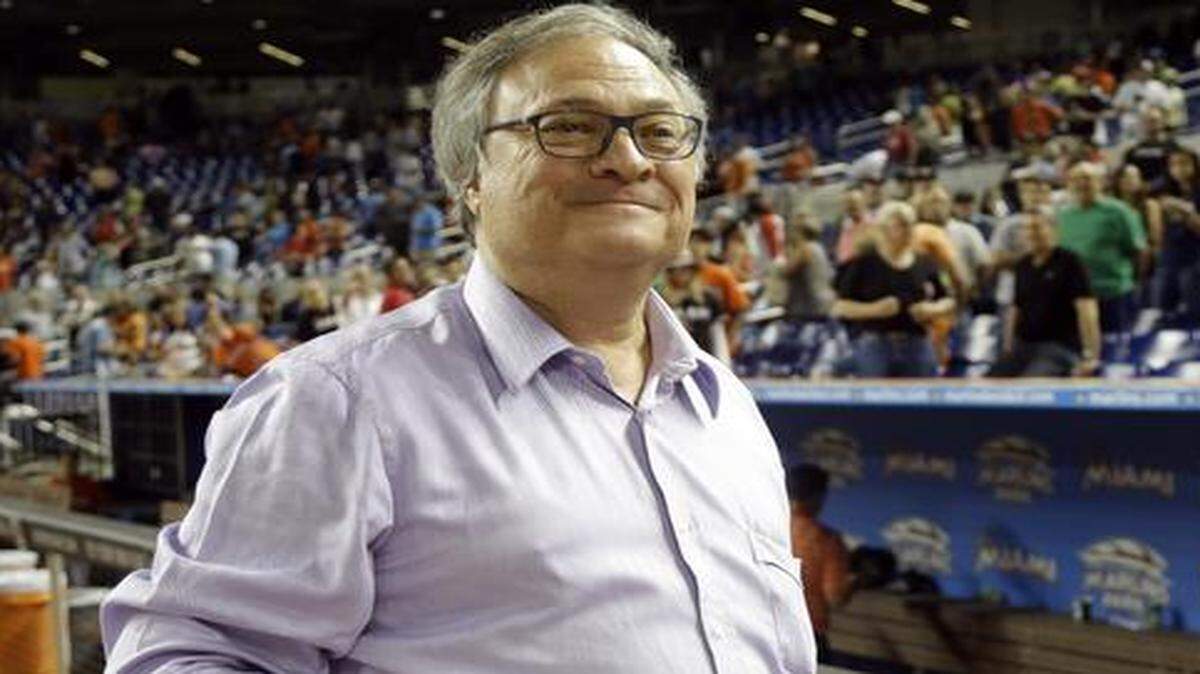 
Miami Marlins owner Jeffrey Loria looks on before a game against the Atlanta Braves at Marlin Park.
