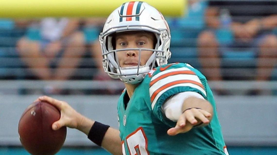 Miami Dolphins quarterback Ryan Tannehill in a November 2016 game against San Francisco. He has had two major knee injuries since, and he's at the center of everything the Dolphins offense is planning for the 2018 season.
