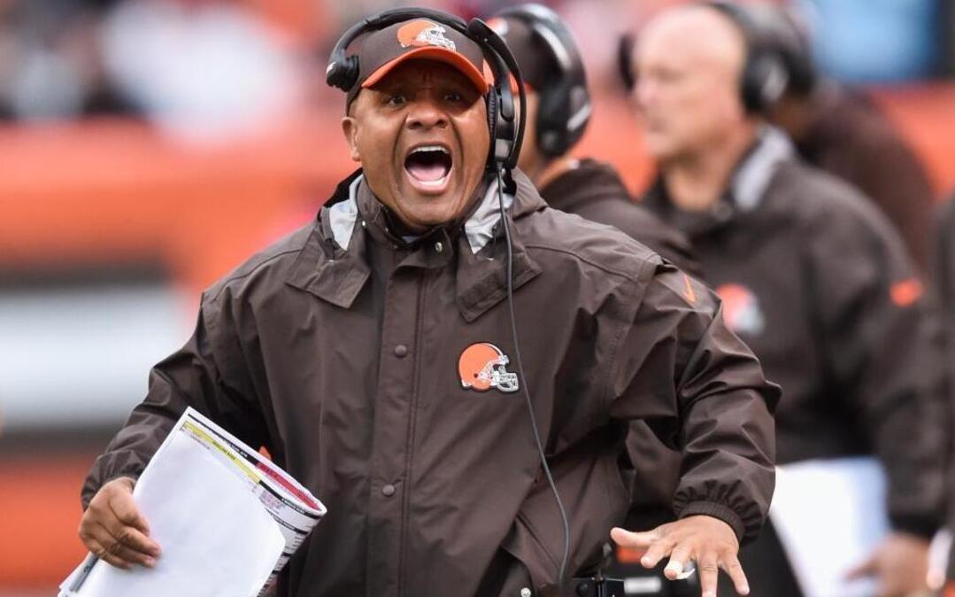 Cleveland Browns head coach Hue Jackson works the sidelines in the second half of an NFL football game against the New York Jets, in Cleveland. he Baltimore Ravens understand how embarrassing it would be to lose to the winless Browns on national television. They would rather focus on the benefits of a victory, which would thrust them into sole possession of first place in the AFC North.