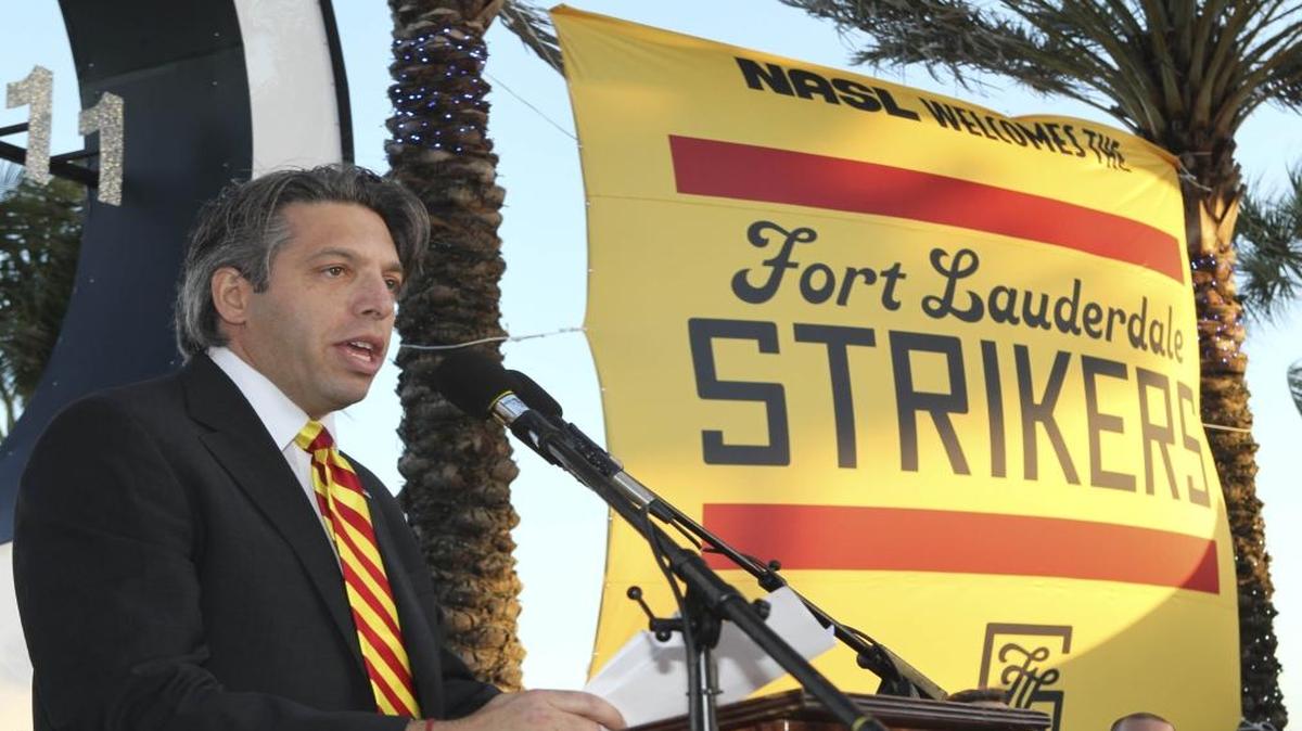 Aaron Davidson, President and CEO of the new Strikers soccer team, during the press conference to announce the change of name from Miami FC to the Strikers during a press conference on Thurs., Feb. 17, 2011 in Fort Lauderdale.