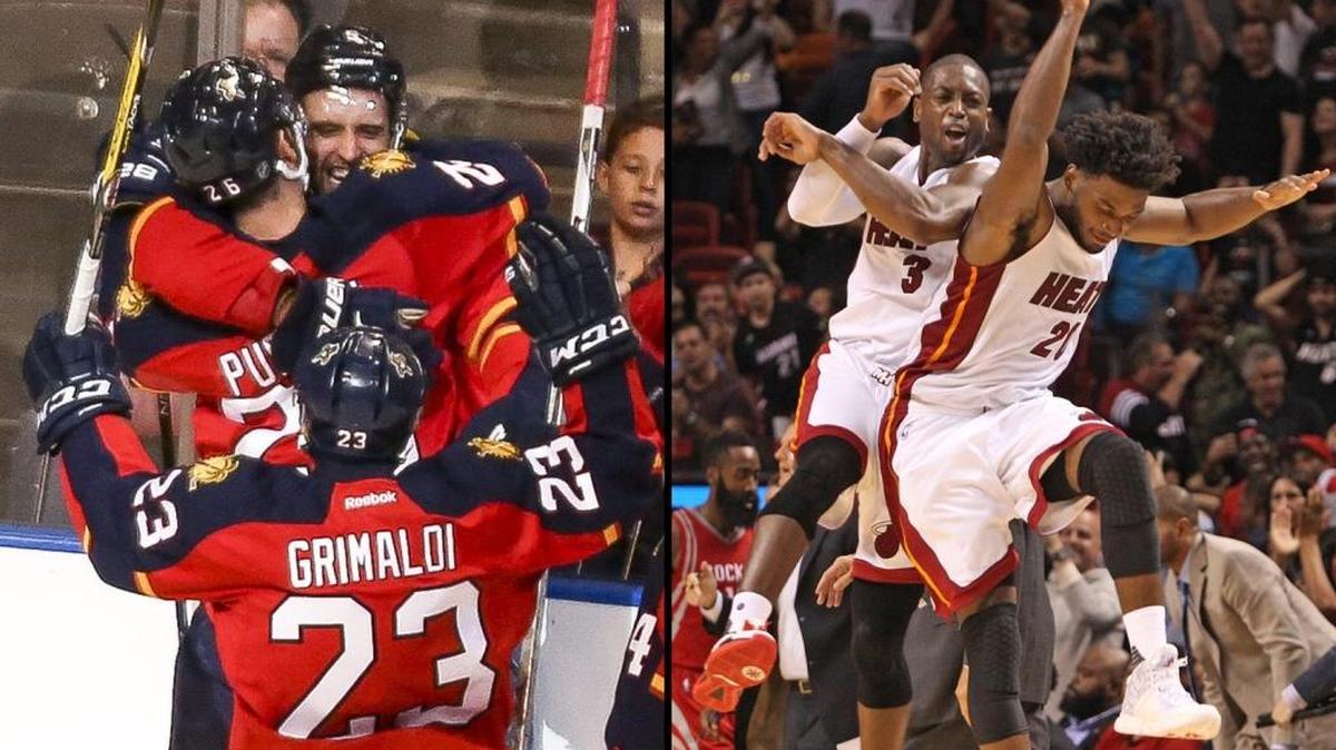 The Miami Heat and Florida Panthers are about to both enter the playoffs in the same season for only the fifth time since 1993, when hockey joined basketball down here.