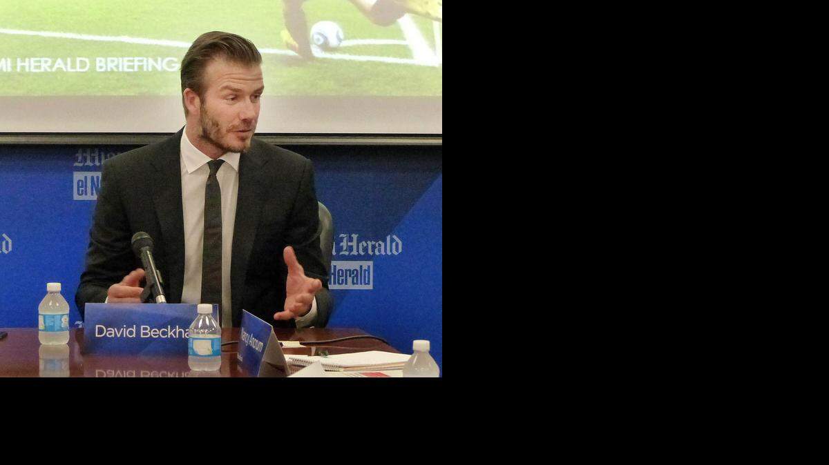 
Update to come: David Beckham, shown speaking to the Miami Herald Editorial Board on May 8, is still working on bringing a new MLS team to Miami.
