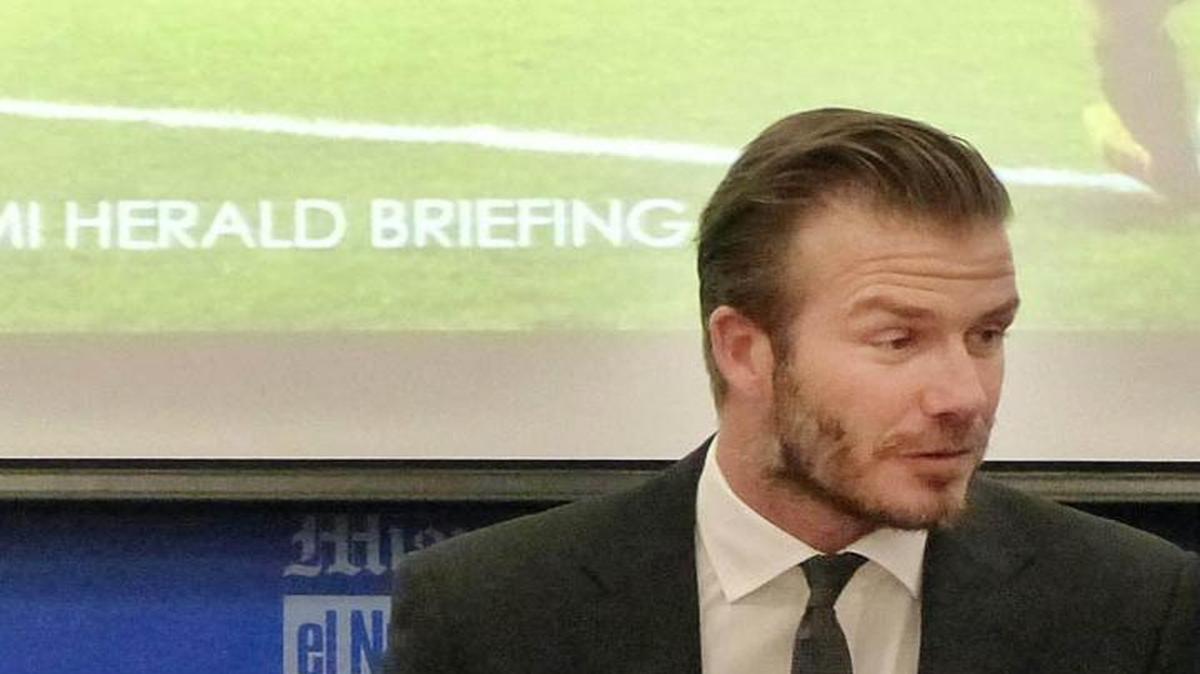 Soccer Superstar David Beckham speaks to the Miami Herald Editorial Board on May 8, 2014