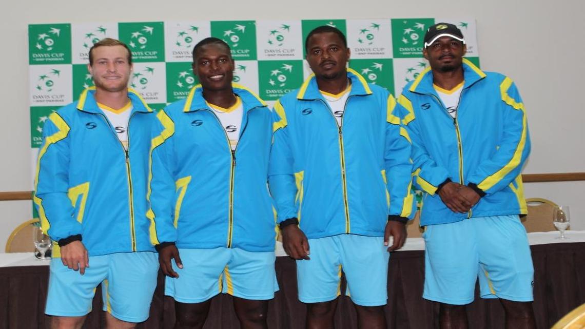 Miami native Spencer Newman (far left) with Bahamas teammates Philip Major Jr., Marvin Rolle, Justin Lunn.