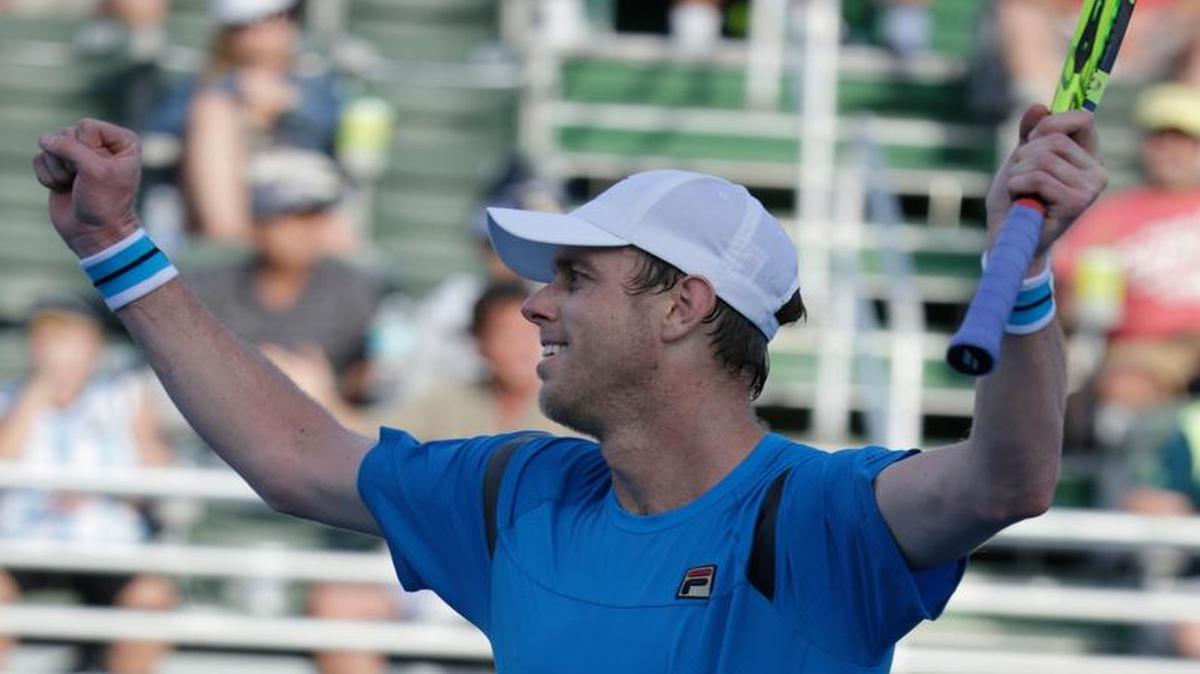 Sam Querrey, 28, rejoices after defeating fellow American Rajeev Ram 6-4, 7-6 (8-6) in the singles final of the Delray Beach Open. It’s Querrey’s first ATP title since 2012.