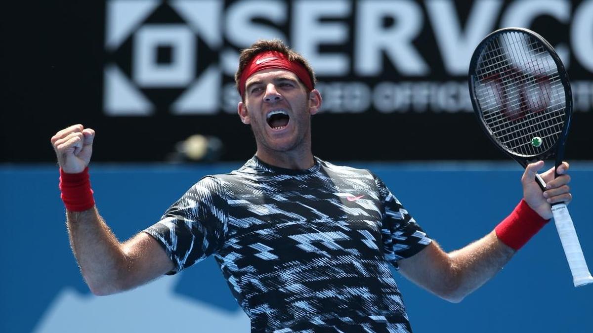 In this file photo, Juan Martin del Potro of Argentina celebrates his win over Sergiy Stakhovsky of Ukraine during their match at the Sydney International tennis tournament in Sydney, Tuesday, Jan. 13, 2015.