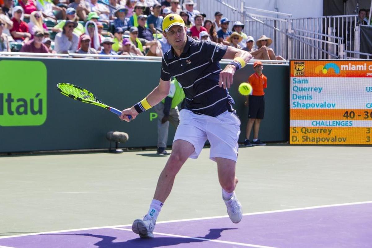Sam Querrey, shown during the 2018 Miami Open, is one of the eight players competing in the Altec Styslinger Tennis Exhibition tournament June 29-July 1, 2020 in Miami.
